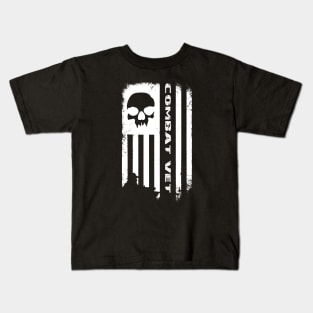 Skull Combat Veteran Flag Kids T-Shirt